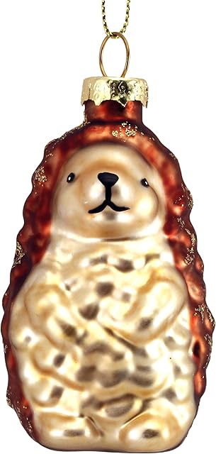 Gisela Graham Painted Glass Hedgehog Christmas Decoration