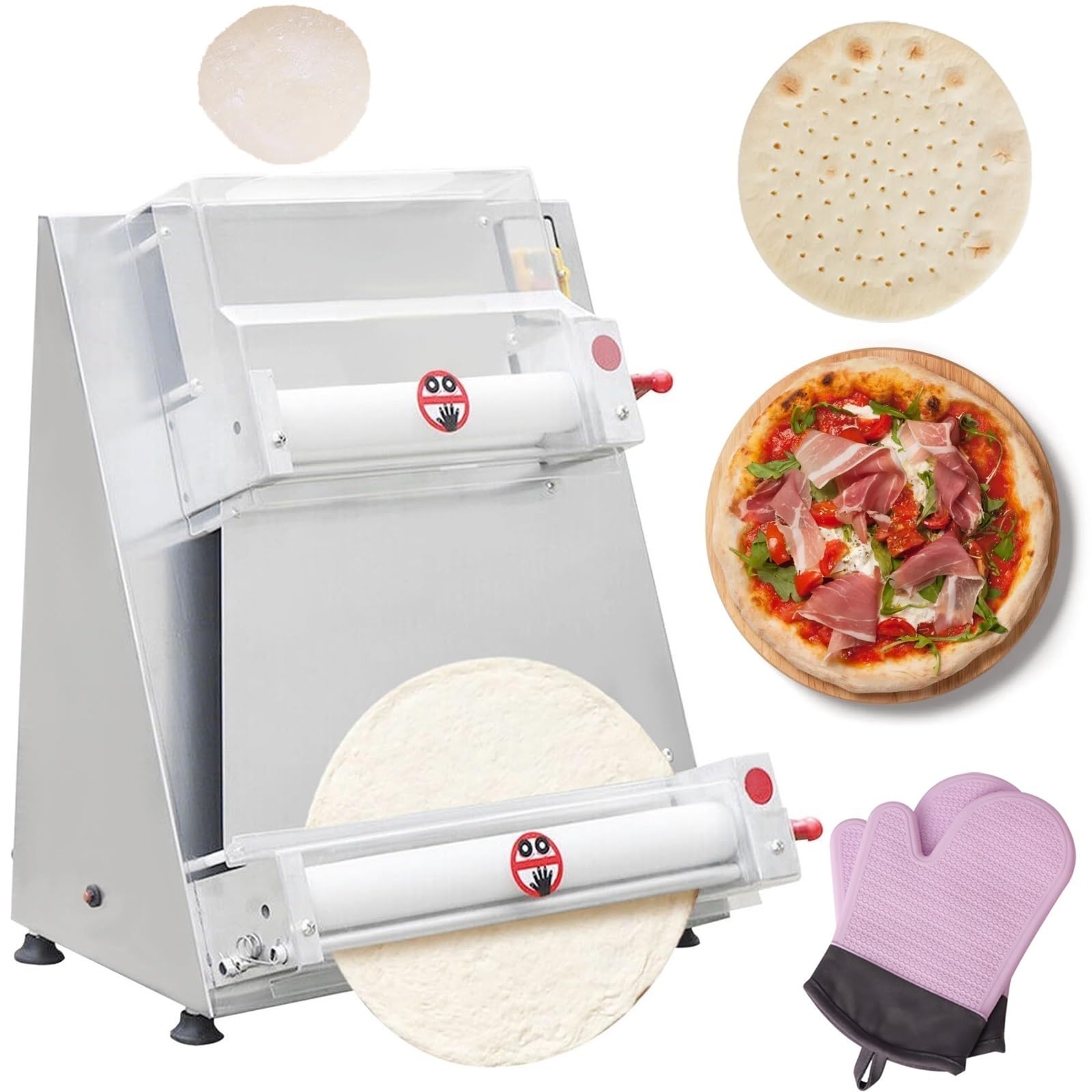 Foglio per pasta per pizza, macchina automatica per pizza, sfogliatrice per pasta commerciale per la casa, max 12/15 ", formatura rapida in 5 secondi