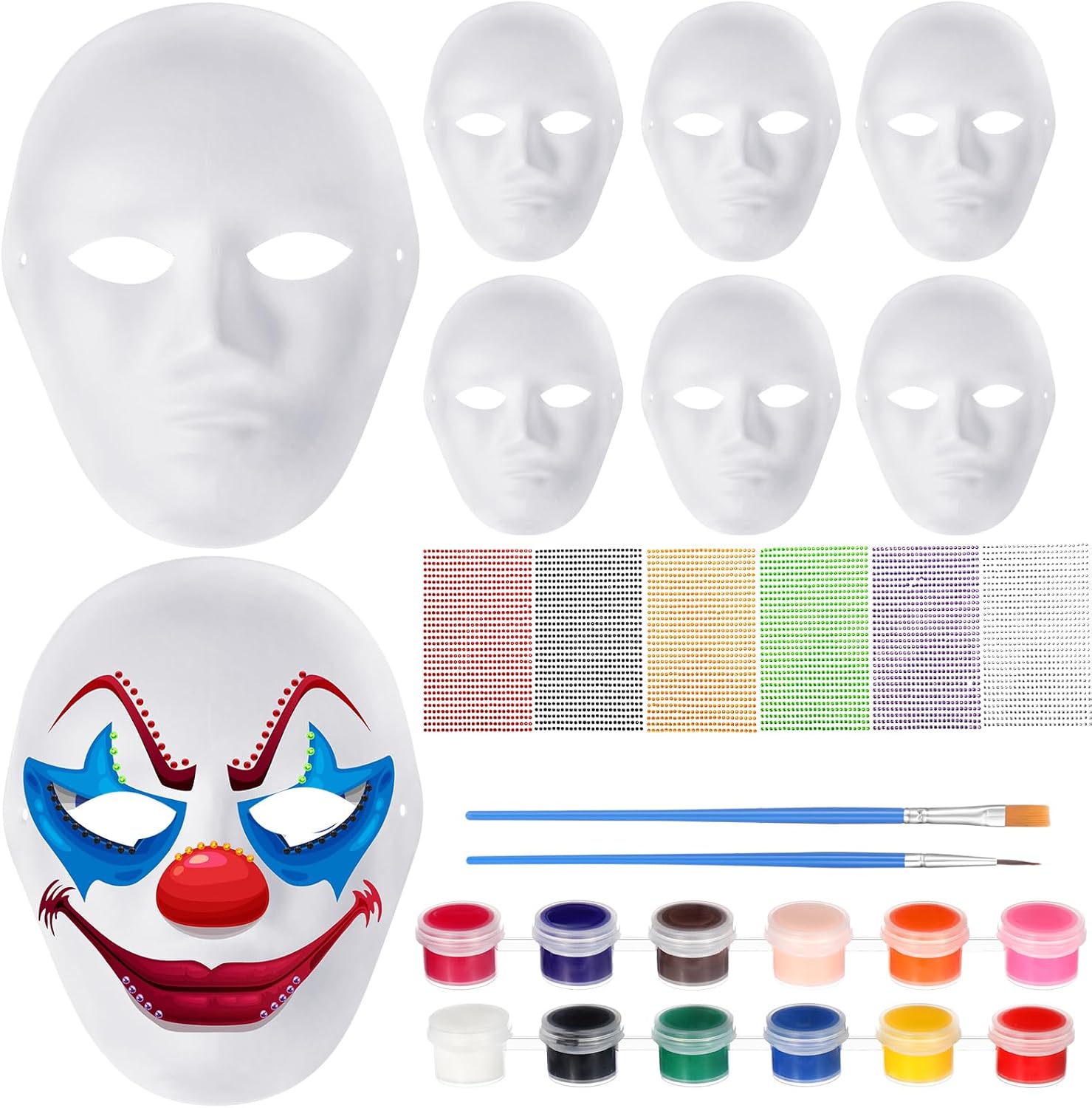 Qilery 30 Pcs White Blank Paper Mache Masks Christmas DIY Paintable Paper Mask Gifts Set for Crafts Masquerade Xmas Party