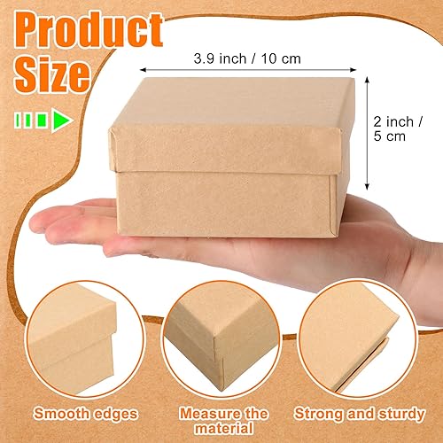 Miniatura 3 de Geyee 48 cajas cuadradas de papel maché, pequeña caja de regalo con tapa de 3.9 pulgadas, cartón anidable, cajas vacías para niños y adultos,