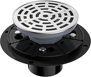 EXF Round Shower Drain 4-1/3 Inch Brushed Nickel, Low Profile Stainless Steel Bathroom Floor Drain with Screw in Cover