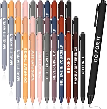 Vergissmeinnicht 50 Pcs Inspirational Quotes Ballpoint Pen Colorful Bulk Motivational Pen Novelty Retractable Stylus Writing Pens Encouraging Black Gel Ink Pens for School Office Supplies
