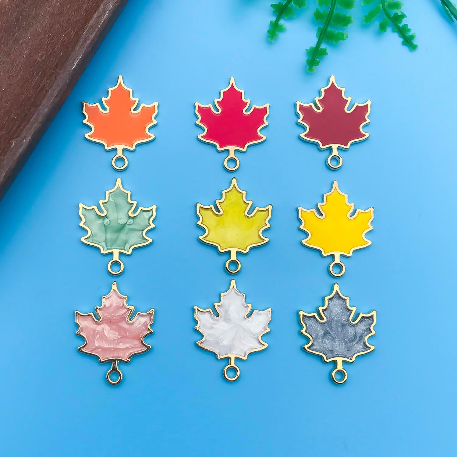 Youdiyla 54pcs Alloy enamel maple leaf set series Pendant Jewelry Making DIY Keychain Earrings Pendant Various Design Charms for Jewelry Making Bracelets Necklace (SN277) - Image 6