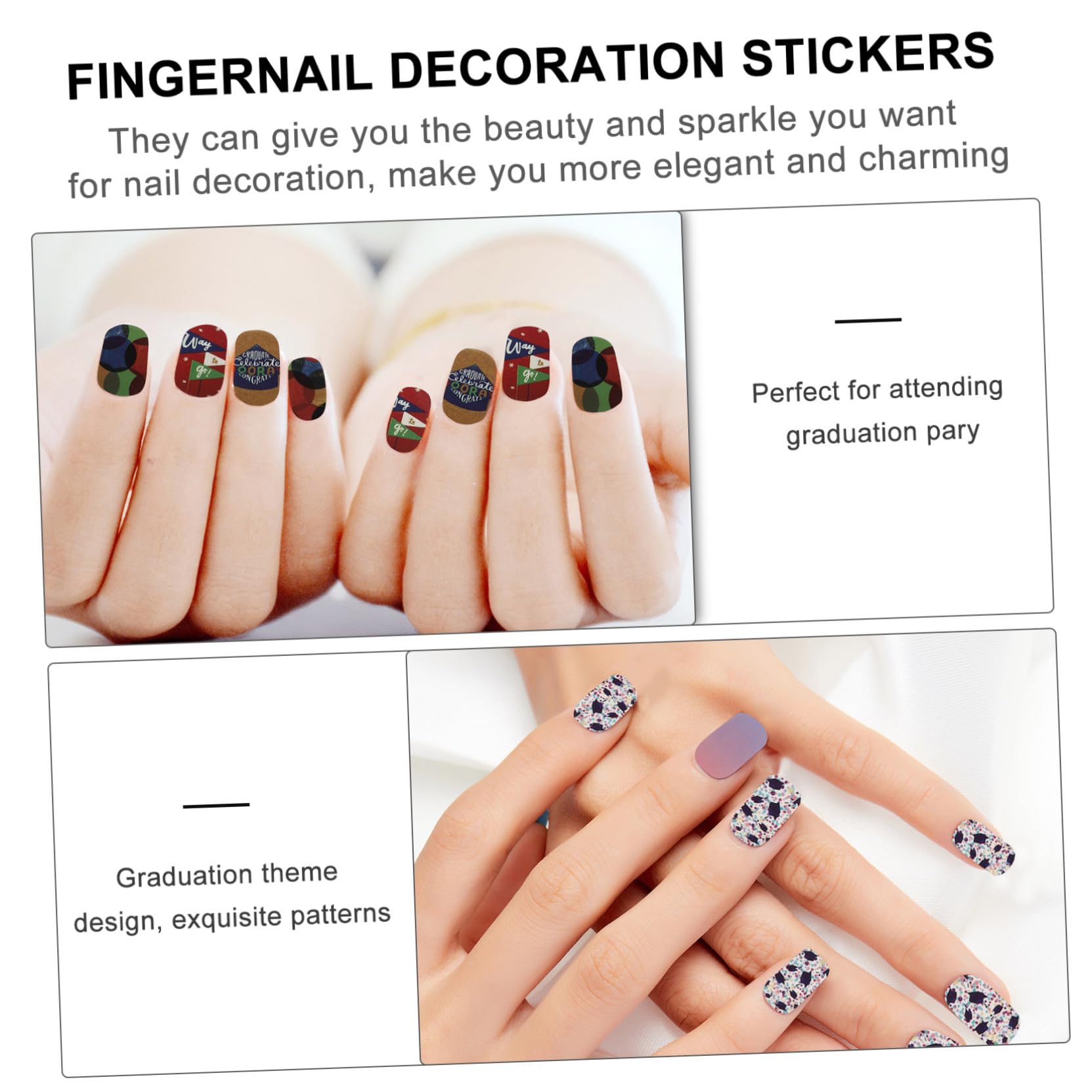 Healeved 32 Fogli 1 Set Adesivi Per Nail Art Per La Laurea Francese Decorazione Per Unghie Adesivi Per Unghie Decalcomanie Per Unghie Decorazioni Per Unghie Per Nail Art Unghia Etichetta