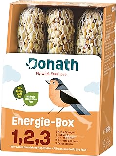 Donath Energie-Box 1,2,3-3 Nusstangen (3 x 120g) - traditionell in feinstes Rinderfett getaucht - Ganzjahres Wildvogelfutter mit kraftspendendem Fett - aus unserer Manufaktur in Süddeutschland product image