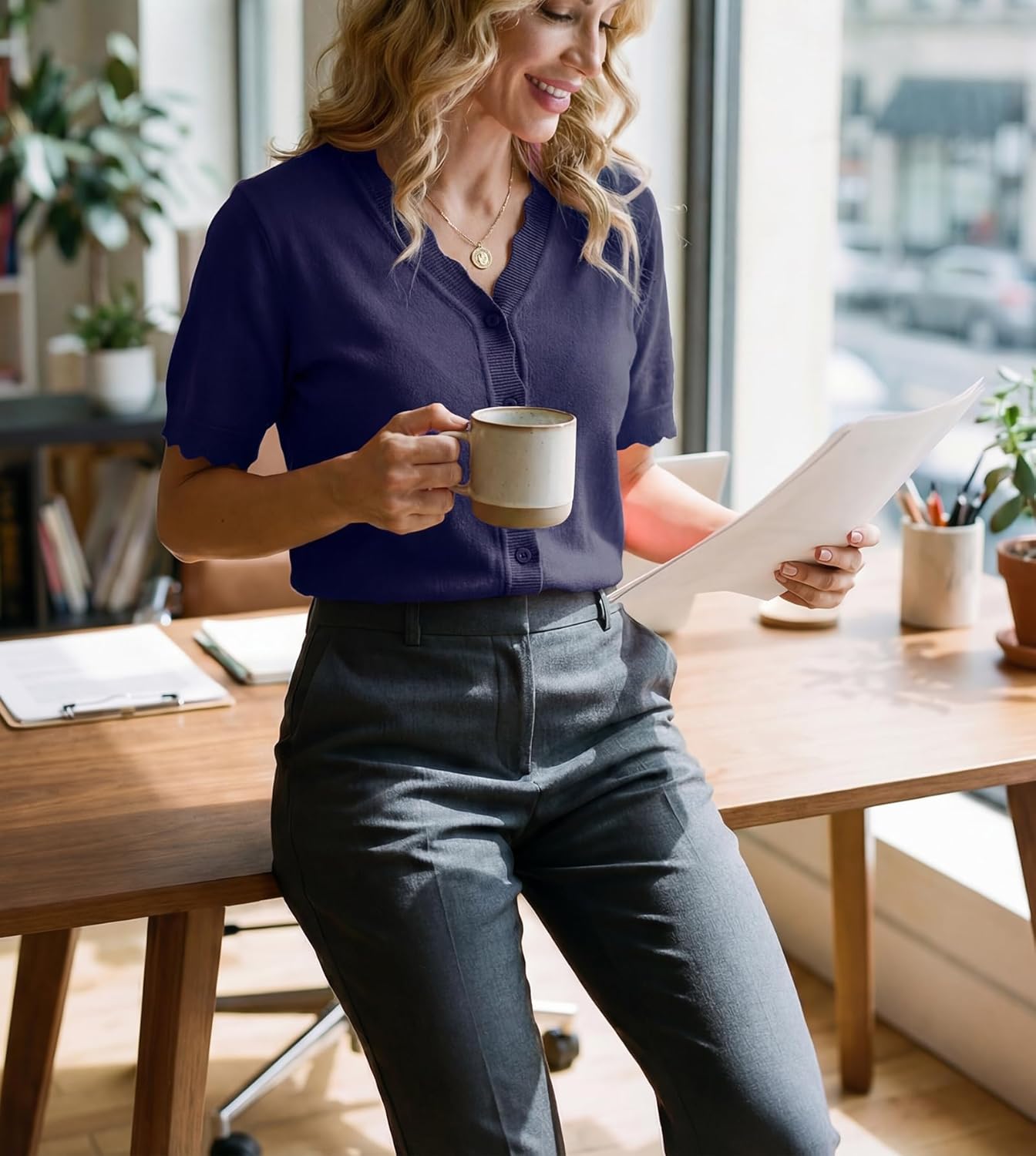 GRECERELLE Womens Summer Lightweight Short Sleeve Cropped Cardigan V-Neck Knit Sweater Shrug for Dressy - Image 5