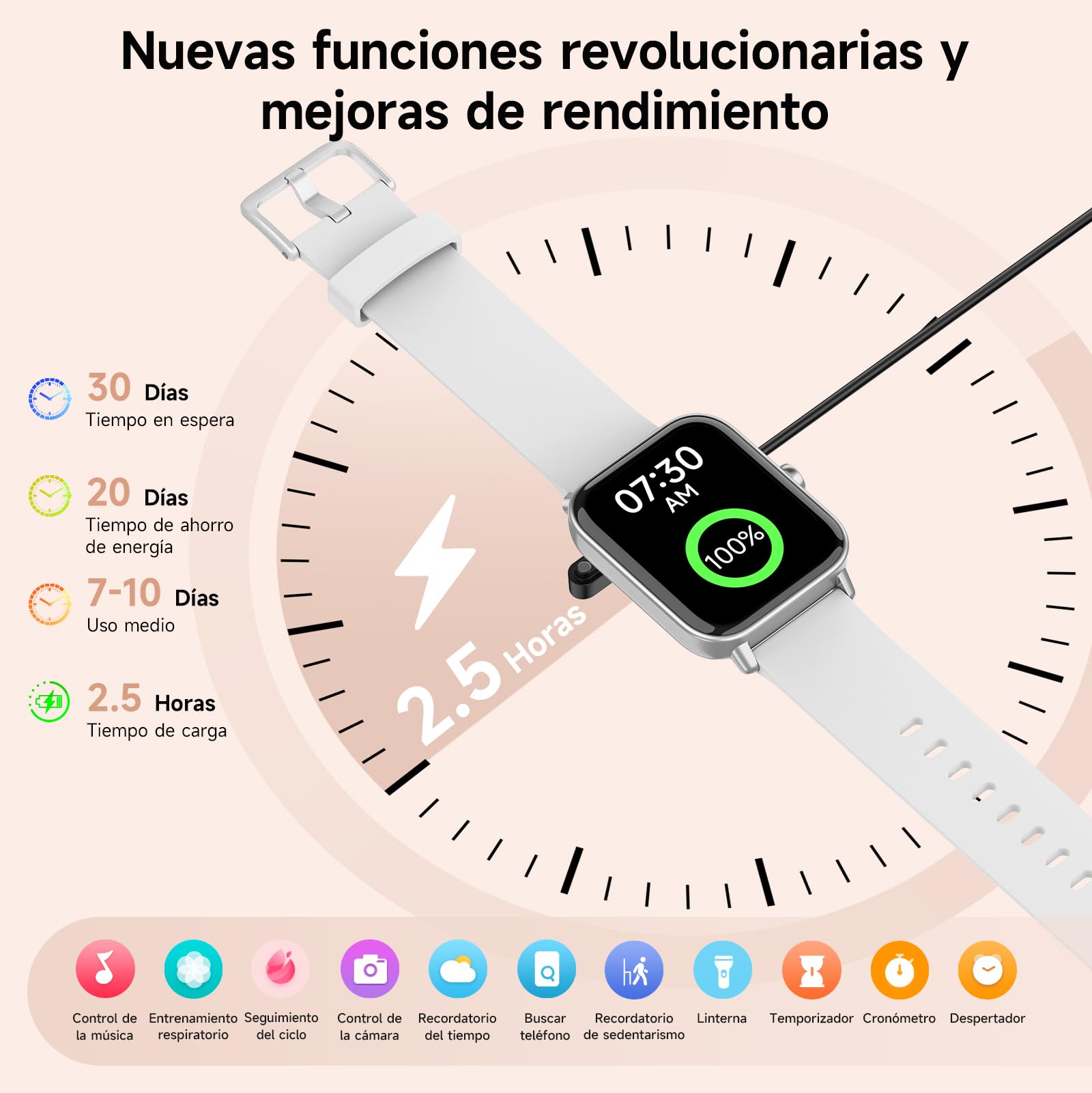 Reloj Inteligente Mujer Smartwatch 1.85" con Llamadas Bluetooth y Alexa, Monitor de Frecuencia Cardíaca/SPO₂/Estrés/Sueño, Podómetro, IP68 Impermeable, 100+ Modos Deportivos para Samsung Android iOS