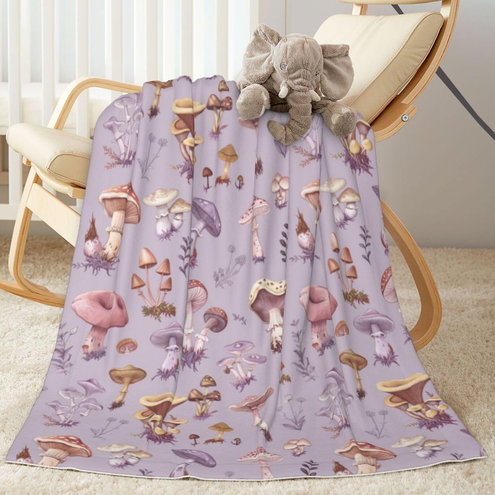 Baby Blanket Mushrooms Vintage Botanical for Boy Girl Newborn 30x40 Inch Toddler Infant Nursery Throw Blankets Double Layer Comfy Soft Plush Stroller Crib Quilt