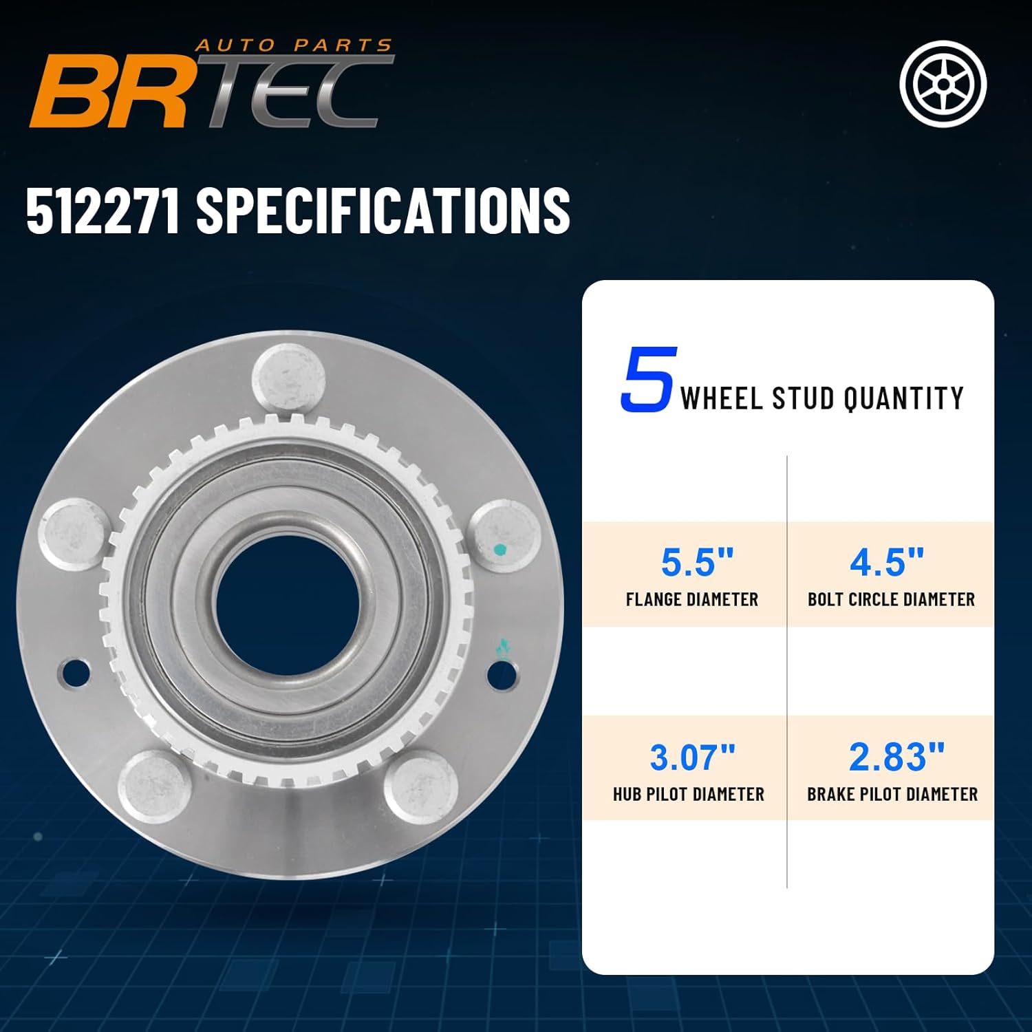 512271 2 Pack Rear Wheel Hub and Bearing Assembly for Ford Fusion 2006-2012,for Lincoln MKZ 2007-2012 Zephyr 2006,for Mazda 6 2003-2008,for Mercury Milan 2006-2011 Pair