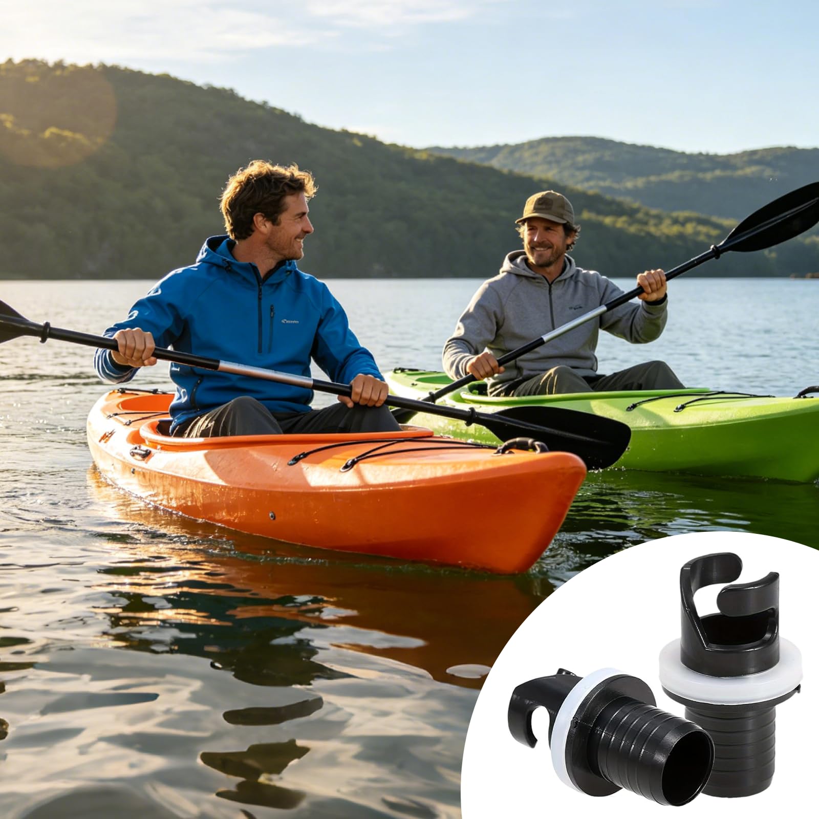 2 sztuki adapter do pompki do pontonu, adapter zaworu pompki do kajaka, szczelny i wytrzymały, obrotowy design, akcesoria do zaworów powietrznych do pontonów, kajakarstwo