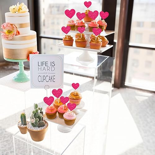Miniatura 5 de Gyufise 30 piezas de adornos para cupcakes con purpurina con temática de amor dulce, decoración de pasteles para el día de San Valentín, decoración