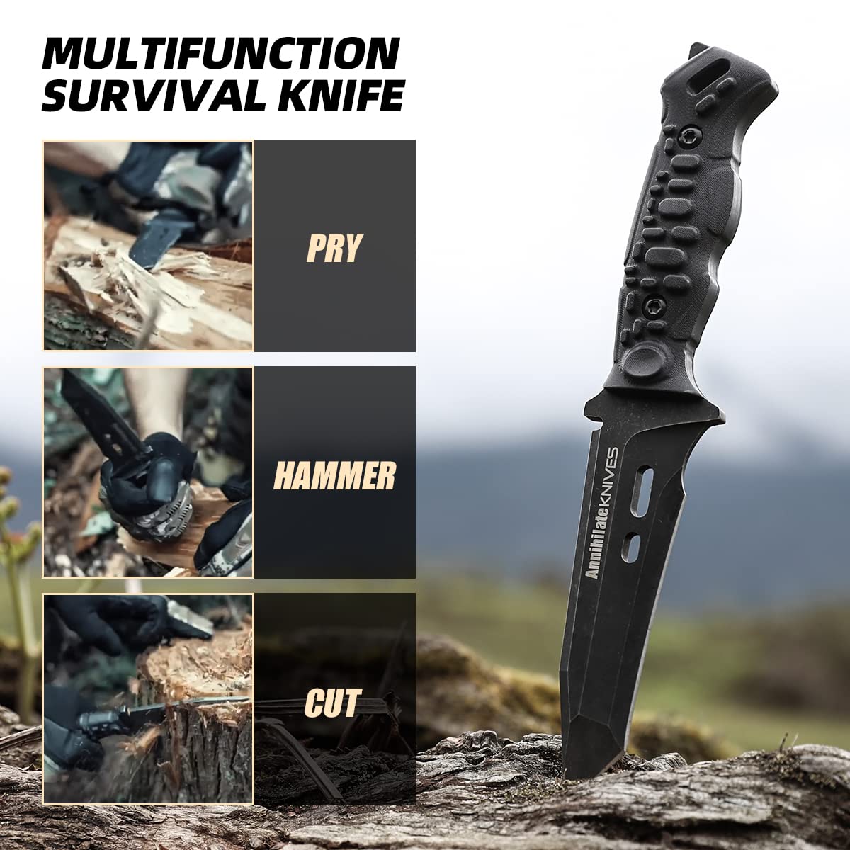 Buy Zune Lotoo Tactical Survival Knife Fixed Blade Knife with Sheath D2 Steel G10 Handle Outdoor