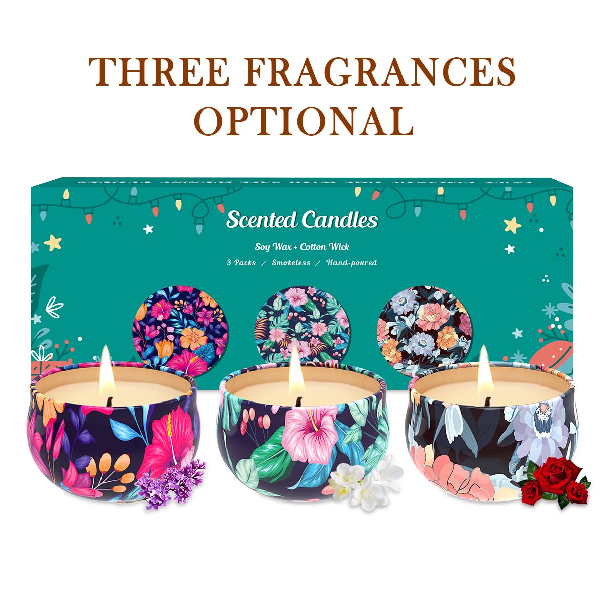 Duftkerzen, Geschenk-Set, 3 Stück Kerzen für Zuhause, langlebiges Sojawachs, Aromatherapie-Kerzen-Set, Geschenke für Frauen mit Geschenkbox