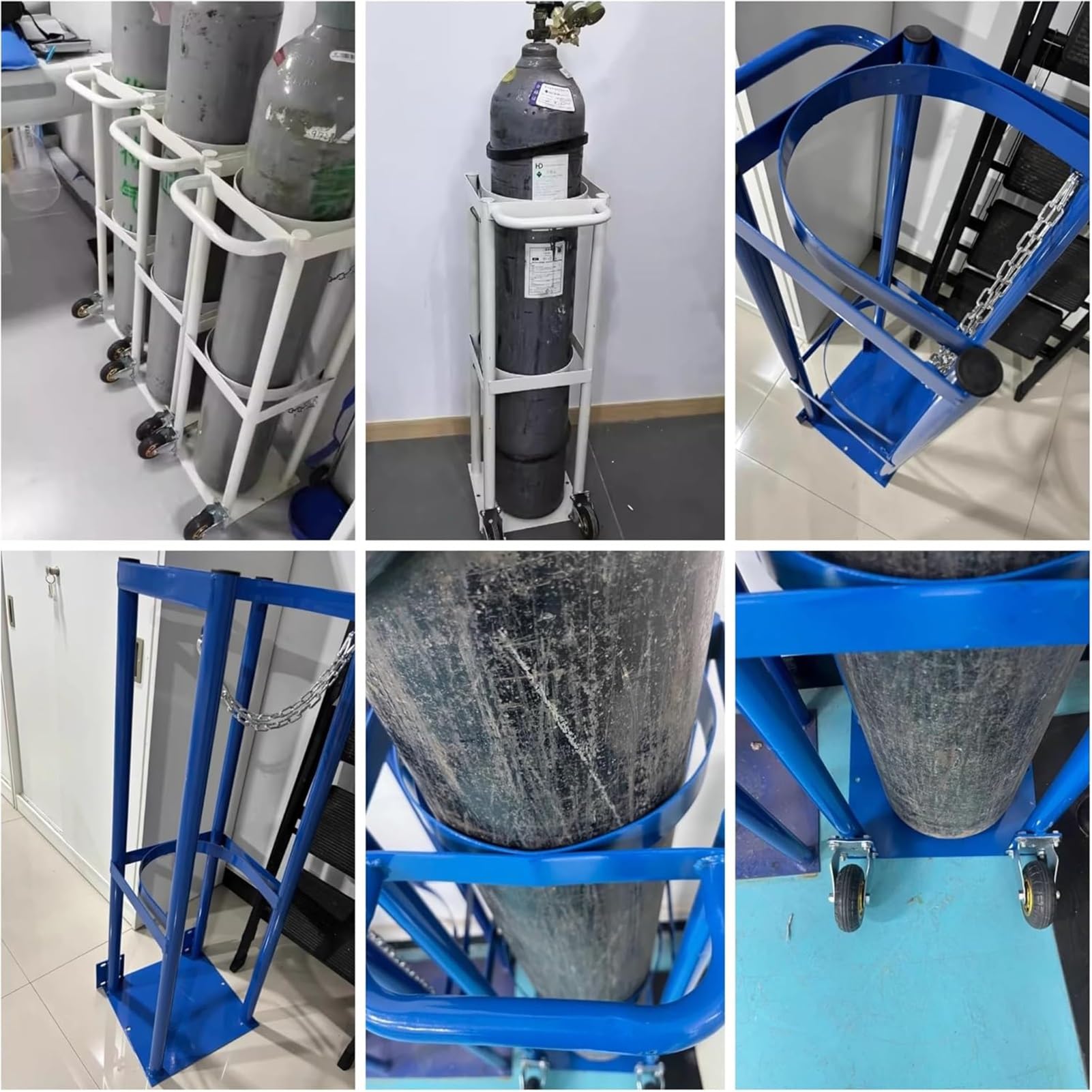 Carrello cilindrico – Dispositivo anti-ribaltamento in acciaio con catena di sicurezza per laboratori ricerca e uso industriale – Soluzione di trasporto sicura e affidabile