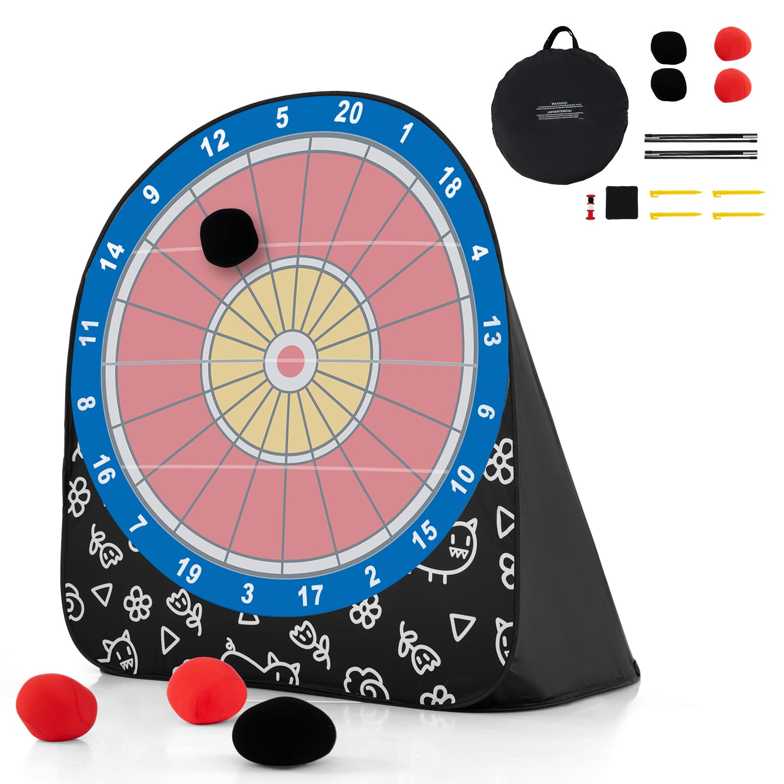 SPOTRAVEL 5ft Giant Dart Board Kick & Throw Soccer Target Dartboard (Black)