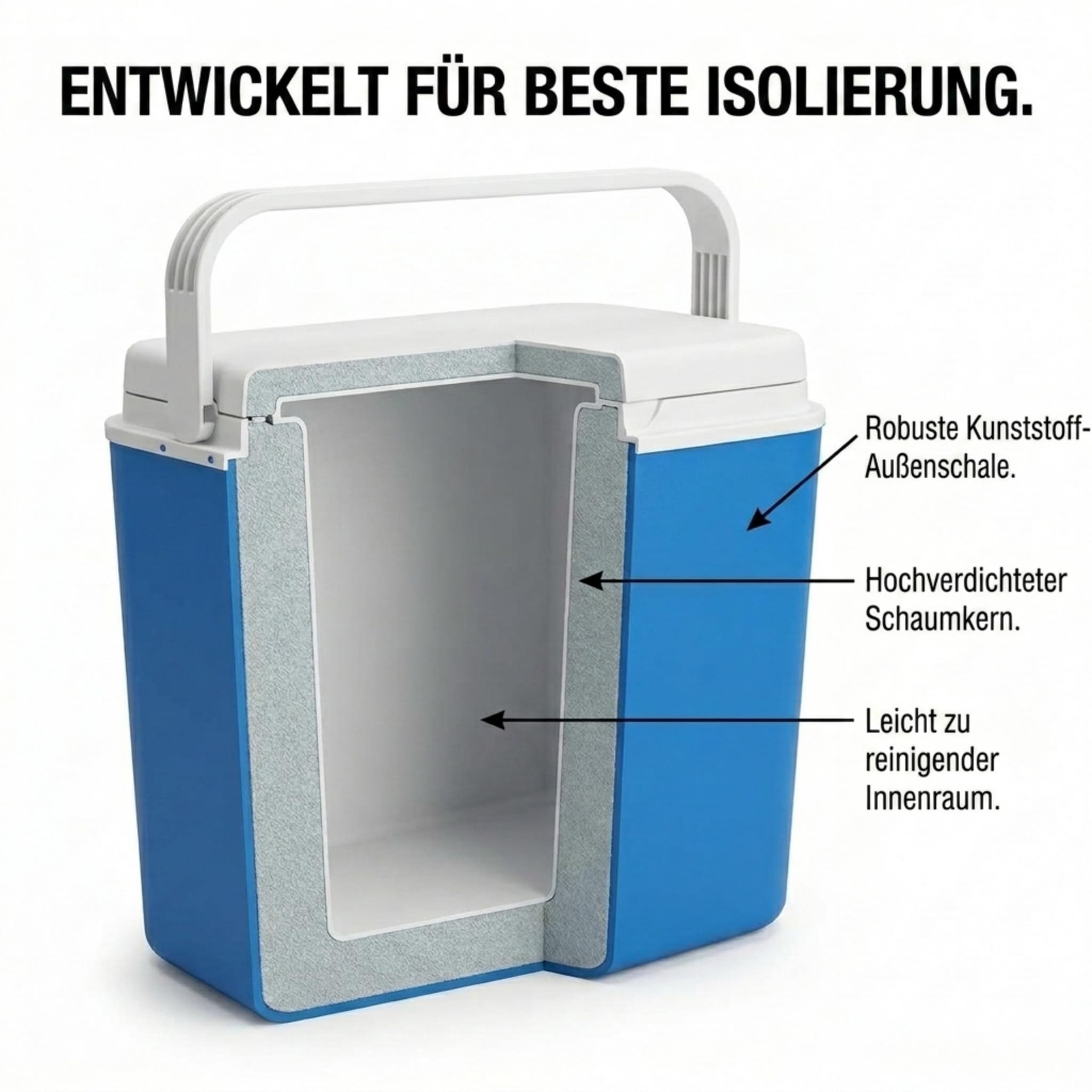 LINDER LEX Kühlbox Thermobox Warmhaltebox Picknick Camping 24 Liter Isolierbox bis zu 9 Stunden kühlung