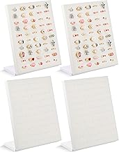 Henoyso 4 Pcs Velvet Ring Display 50 Slots L-Shaped Ring Display Stand Tray Holder for Selling Earring Jewelry