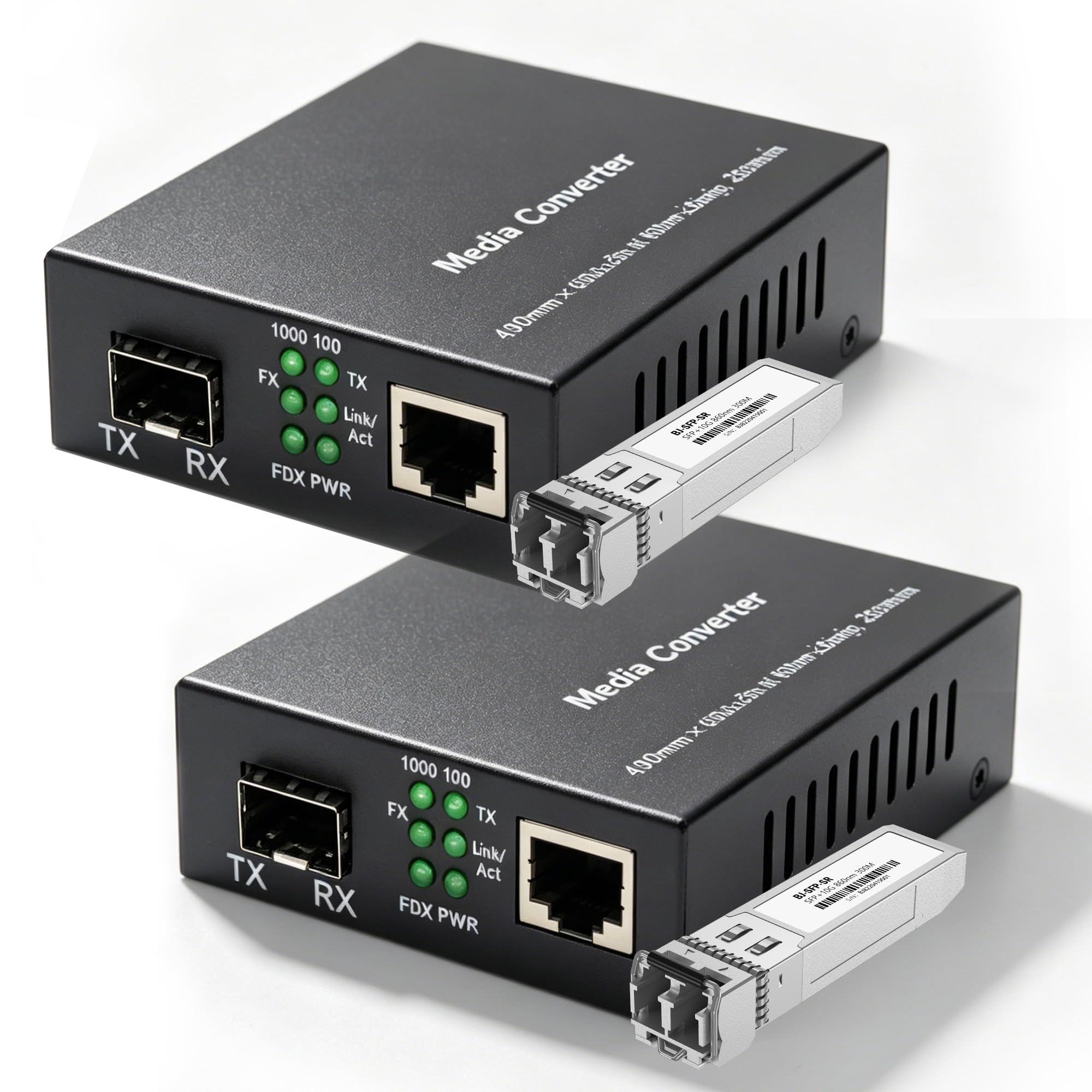 Convertidores de medios de fibra Gigabit con dos módulos SFP LC monomodo de 20 KM 7