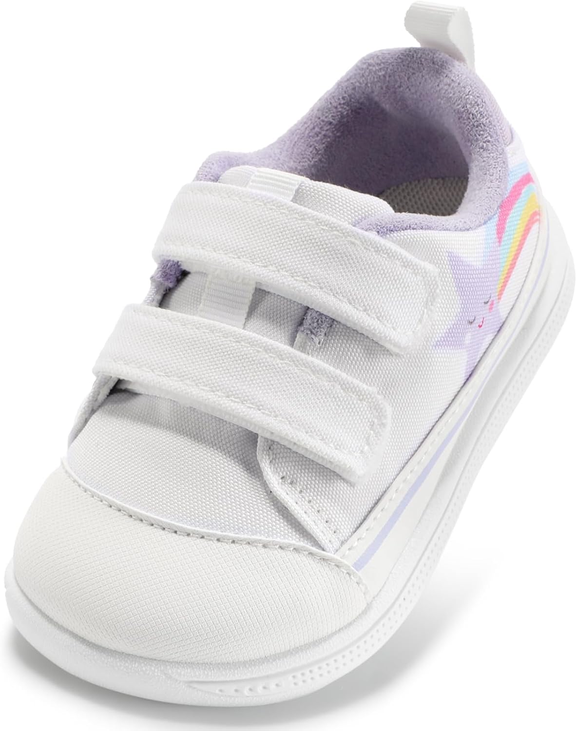 Toddler Boys & Girls Shoes Wide Toe Box Barefoot Kids Canvas Sneakers with Hook-and-Loop