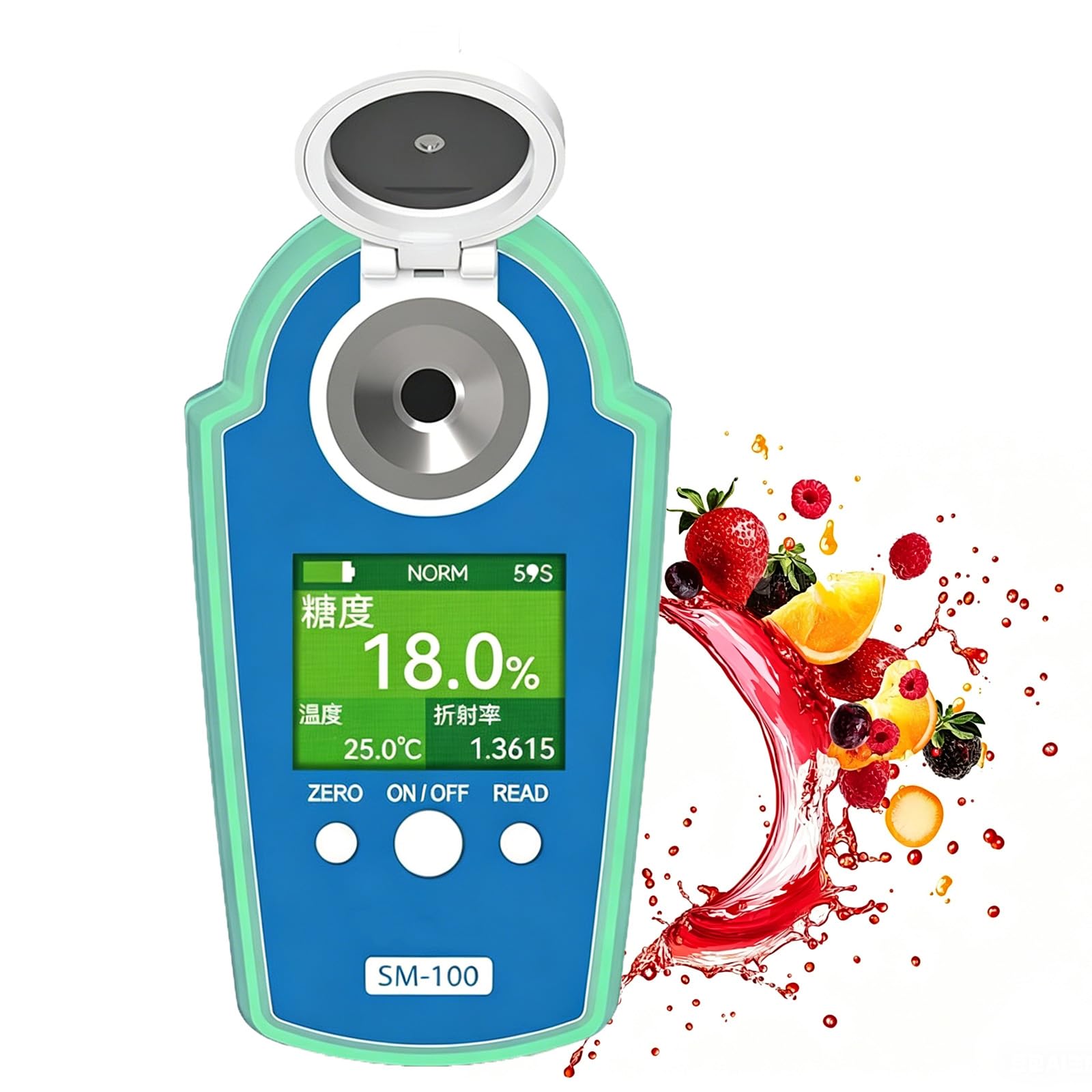 Refractómetro digital Brix para prueba de azúcar de frutas, ATC, resolución del 0,1%, precisión del 0,2%, fácil de operar, medición rápida 3S, amplio rango