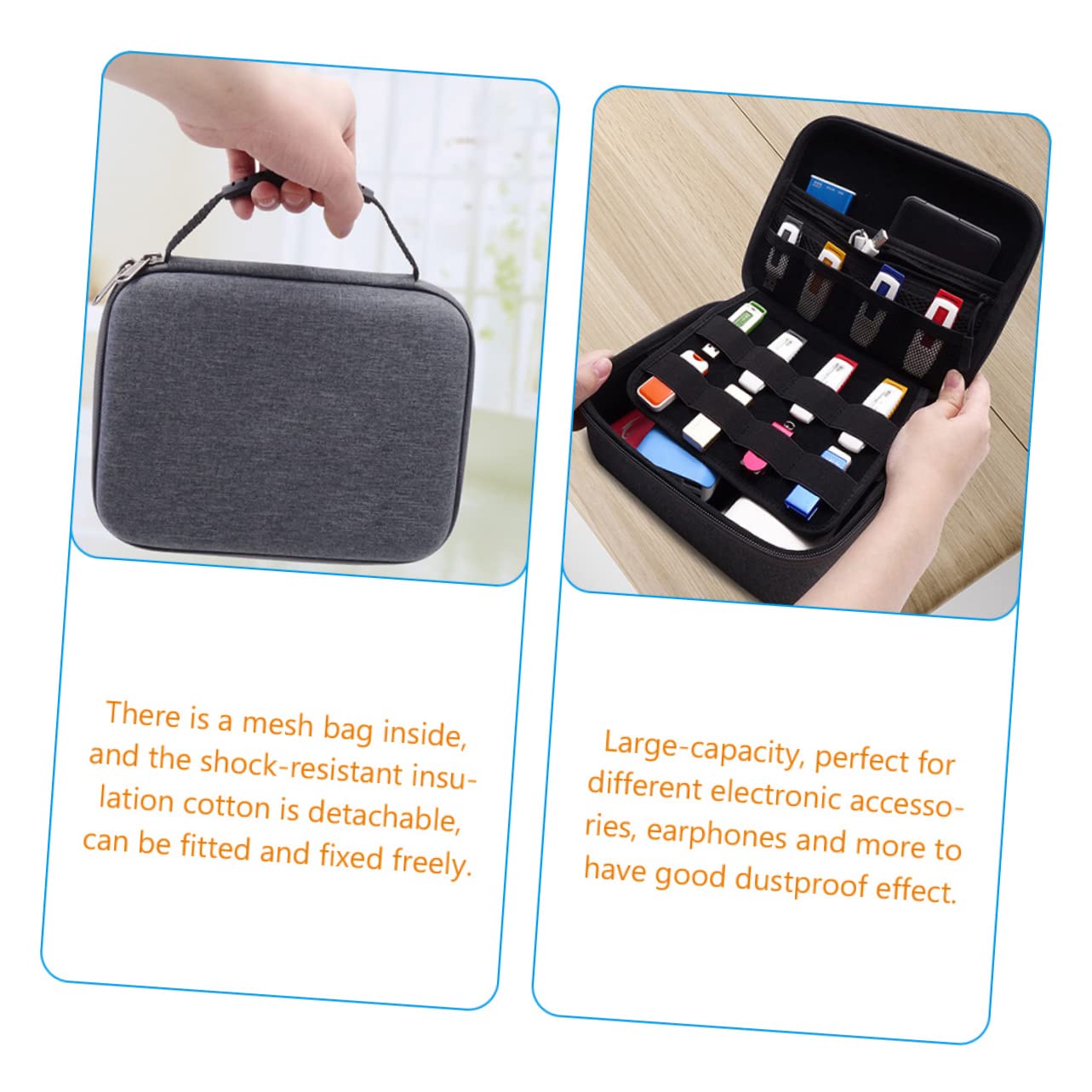 SHINEOFI Organizador de Accesorios Electrónicos de Viaje con Compartimentos Bolsa de Almacenamiento y Resistente para Cables Cargadores y Capacidad Grande Diseño de Material Eva y Oxford