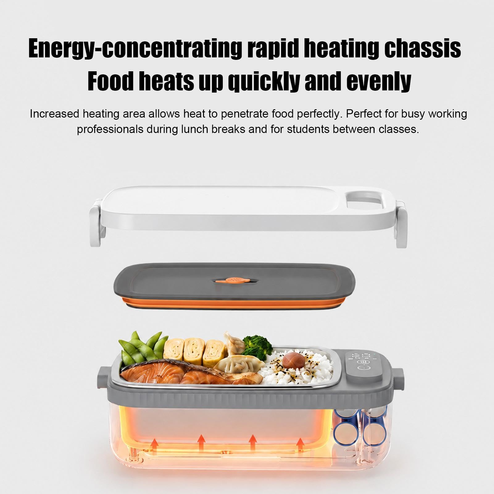 Portapranzo elettrico riscaldabile con batteria da 12.000 mAh, grande capacità | Scaldavivande riscaldabile per conducenti, adulti, studenti, genitori impegnati, picnic, viaggi, pendolari