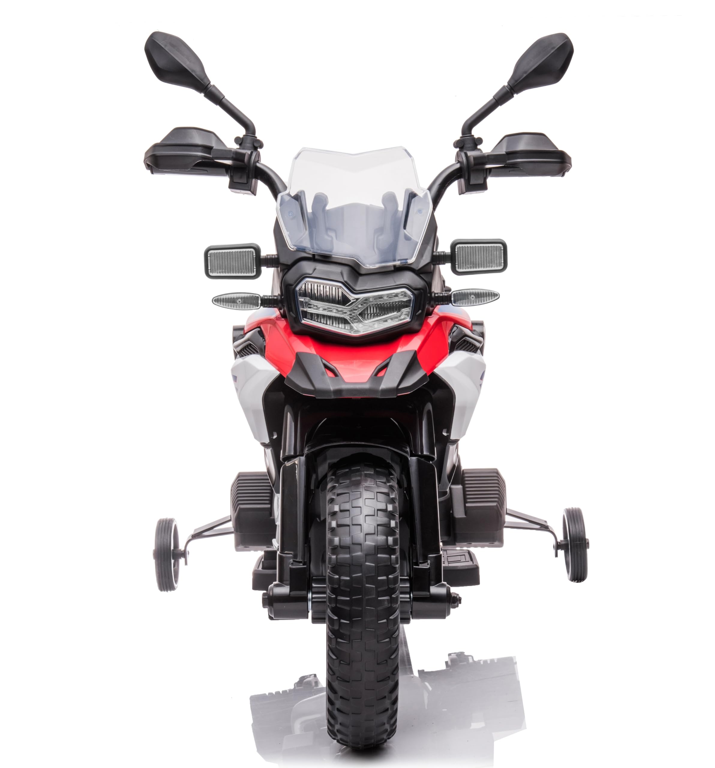 Motocicletta BMW F 850 GS Moto Elettrica Bambini 12V Ruote in Gomma EVA Rotelle Removibili Cavalletto in Metallo Luci LED USB Suoni Sedile Ampio 3–8 Anni Sospensioni fino a 30 kg Rosso