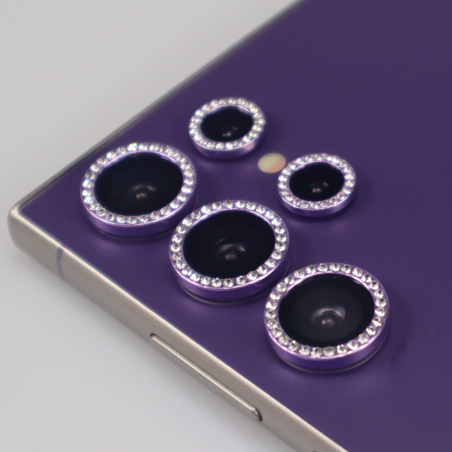 BONVAN for Samsung Galaxy S24 Ultra Camera Lens Protector Bling Glitter Diamond Metal Crystal Tempered Glass Screen Accessories Sparkly Rhinestones Lens Cover for (Purple, S24 Ultra) image 2