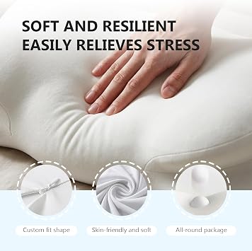Cloud Pillow, Ergonomic Memory Foam Cervical Neck Support Pillow with Breathable Pillowcase, Adjustable Dual-Height Design for Side Back Stomach Sleepers (White)