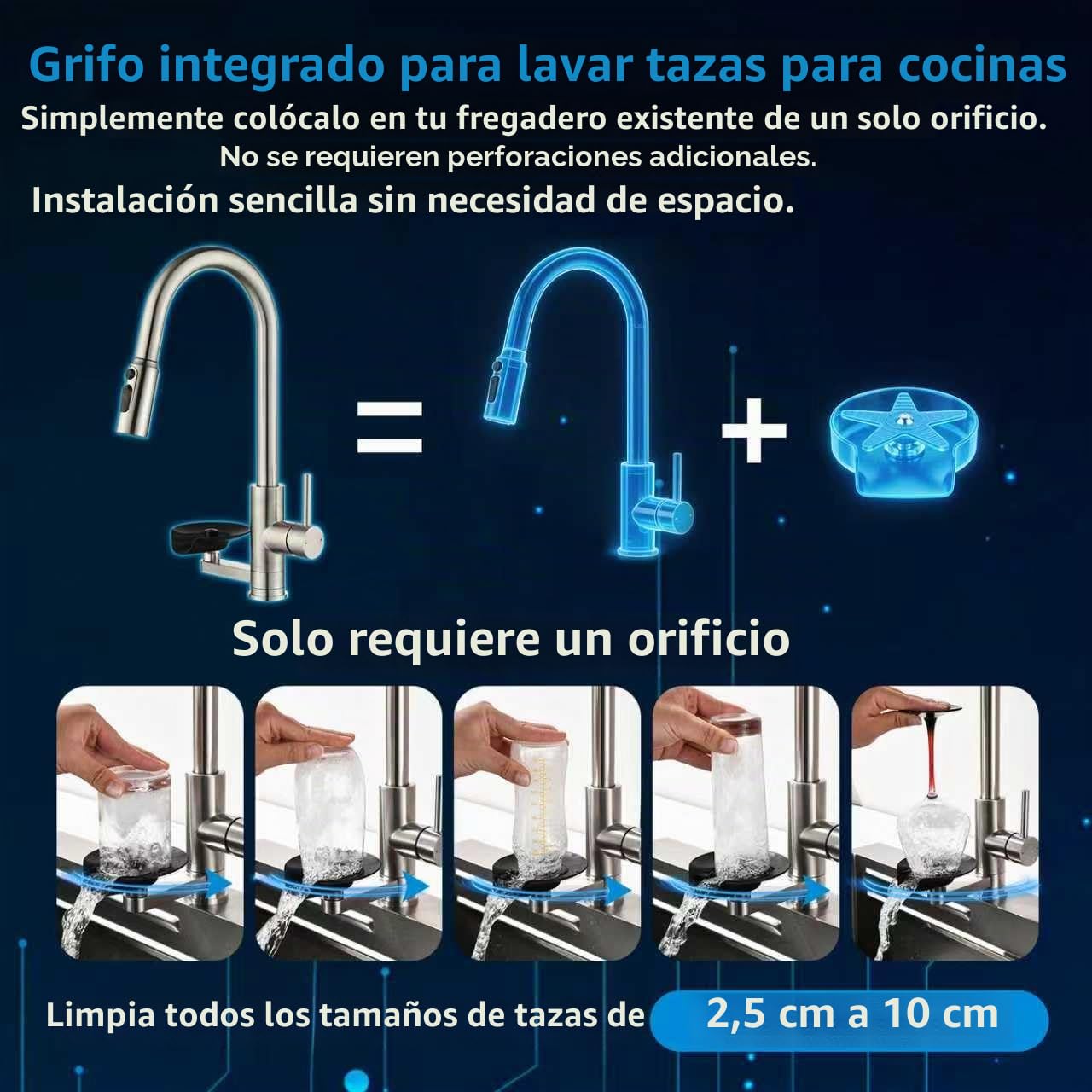 Grifo cocina Extraíble Lavatazas, Ducha Doble Salida, Torneira Cozinha | Grifos Cocina Fregadero Mynaiad Grifo Extraíble, Doble Salida, Rotación 360°, acero Inoxidable 304 Cepillado para Cocinas