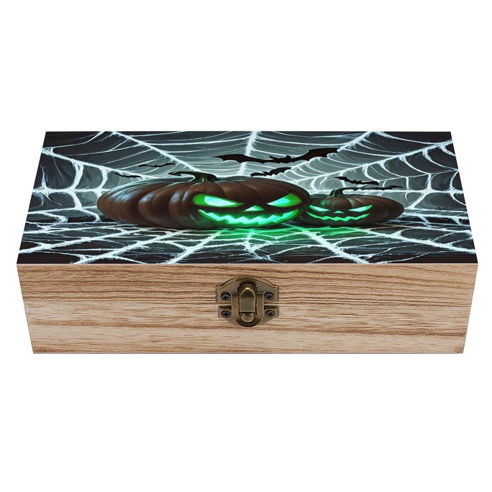 FekiLoot Green Pumpkin Wooden Box with Hinged Lid Vintage Storage Box Beautifully Keepsake Boxes Jewellery Organiser & Trinket Holder Unique Gift Ideas for Men & Women