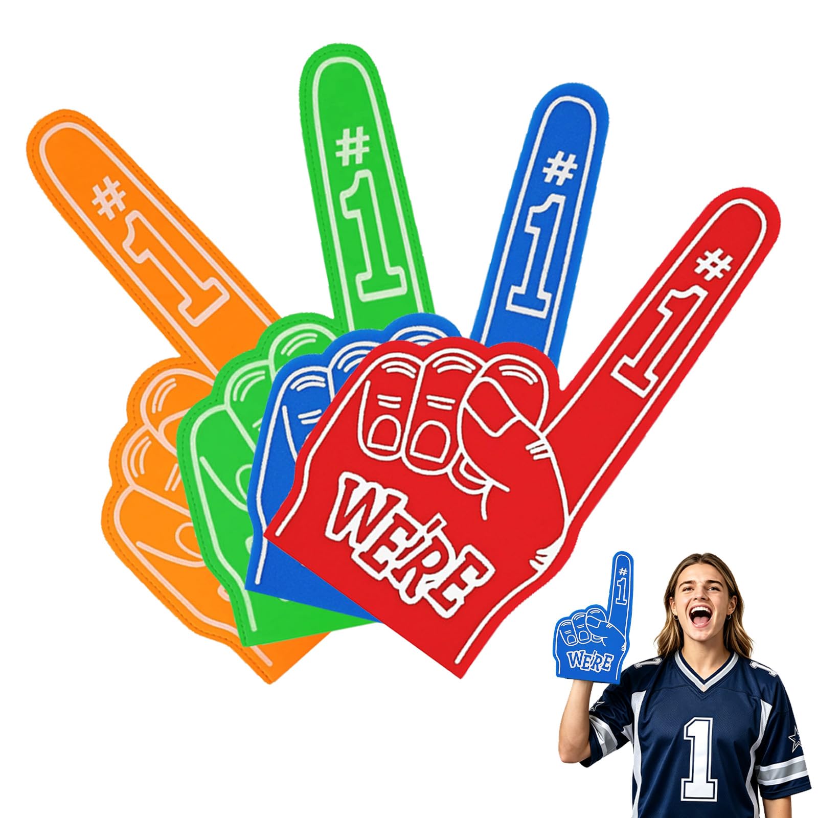 Exuuei Giant Foam Fingers, 4PCS Sports Fan Accessories for Football