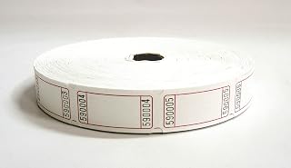 2000 Blank White Single Roll Consecutively Numbered Raffle Tickets