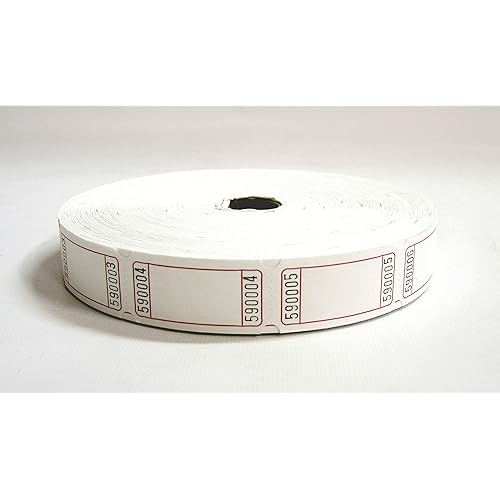 2000 Blank White Single Roll Consecutively Numbered Raffle Tickets