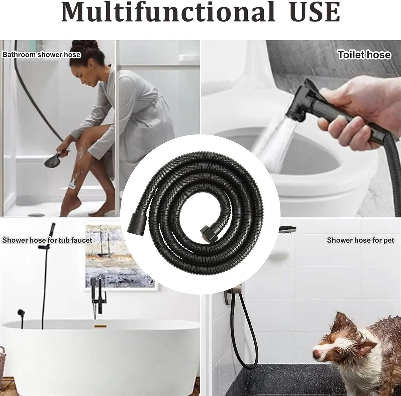 Manguera Ducha Manguera de Ducha Flexible de 1,5/2/3,0 M, Color Negro y Plateado, Tubo de plomería de Acero Inoxidable for Accesorios de baño, Manguera Universal GI/2(Gold,2M)