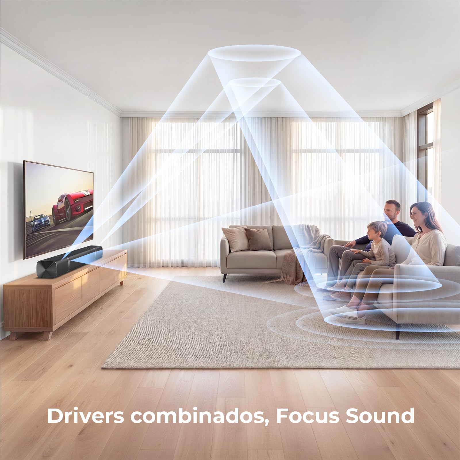 GarageRock 2.1ch Barra de Sonido TV, 2026 Upgraded 3-in-1 Desmontable Soundbar, Dolby Audio, Graves Potentes Integrados, Peak Power 160W Barra Sonido, Bluetooth/ARC/Opt/AUX/TV/PC/Gaming,1 Pcs