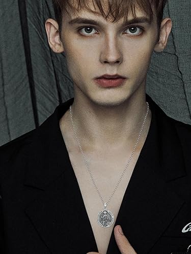 Miniatura 3 de POTOPYY Collar de plata de ley S925 con colgante de San MiguelSan CristóbalSan BenitoVirgen MaríaSan JoséSan PatricioSan FranciscoSan Judas Collar