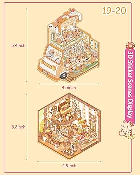 6 sets DIY 3D huis stickers collectie boek, grote versie 3D