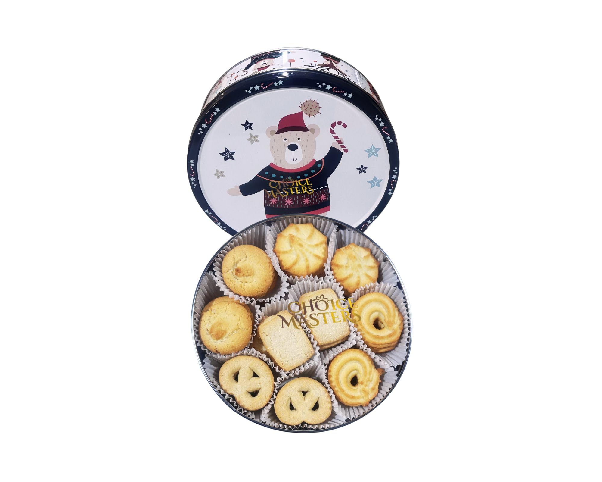Danish Butter Cookies - Original Danish Butter Cookies Assortment in Festive Christmas Winter Woodland Design Reusable Tin - 454g (16 Ounce) - Great Gift 5 Designs (Xmas Bear Tin)
