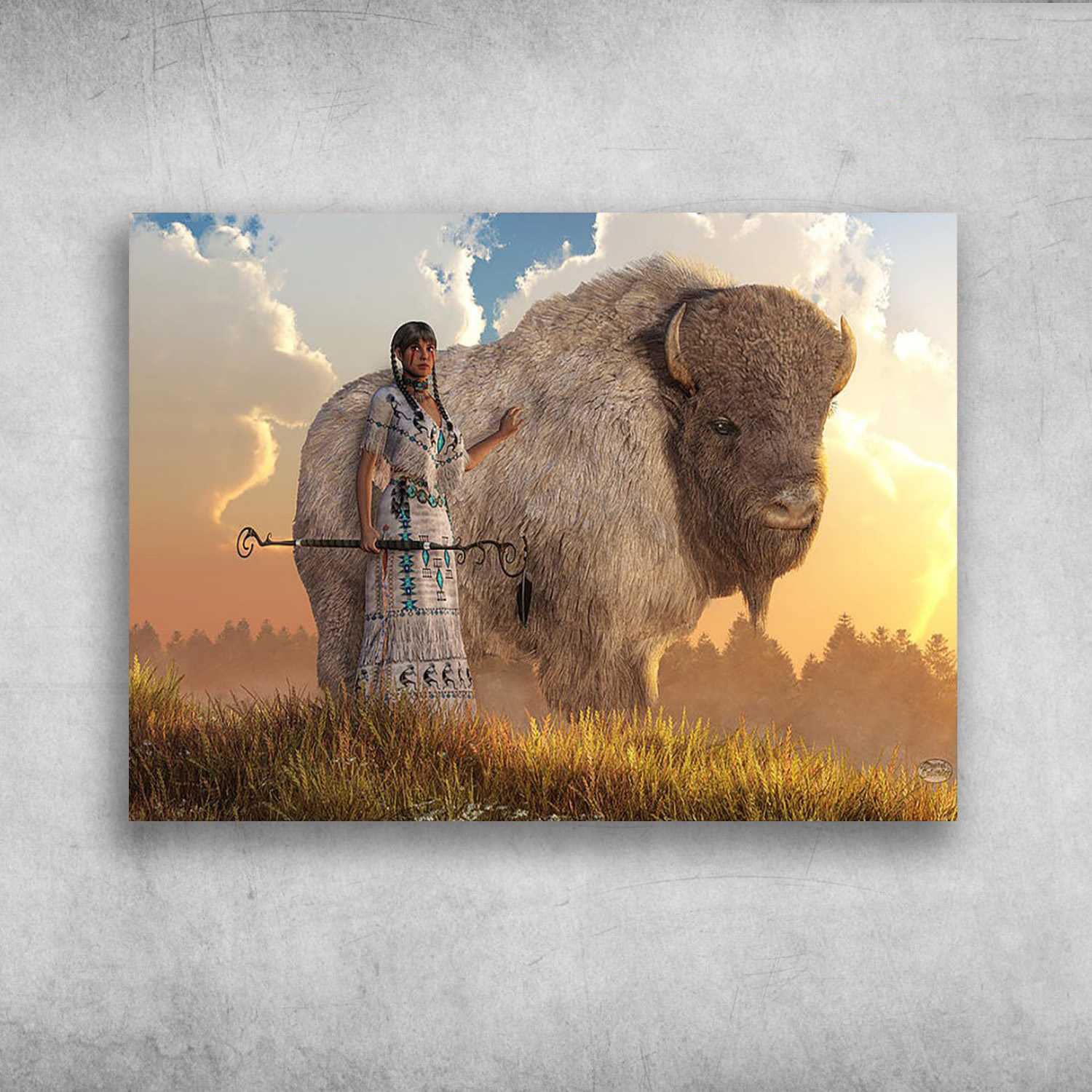 Preeklen Girls Tin Sign 020 American Bison, Native Scenery Wall Decoration For Restaurant, Cafe, Bar, Home, Courtyard Wall Metal Sign 6X8 Inch