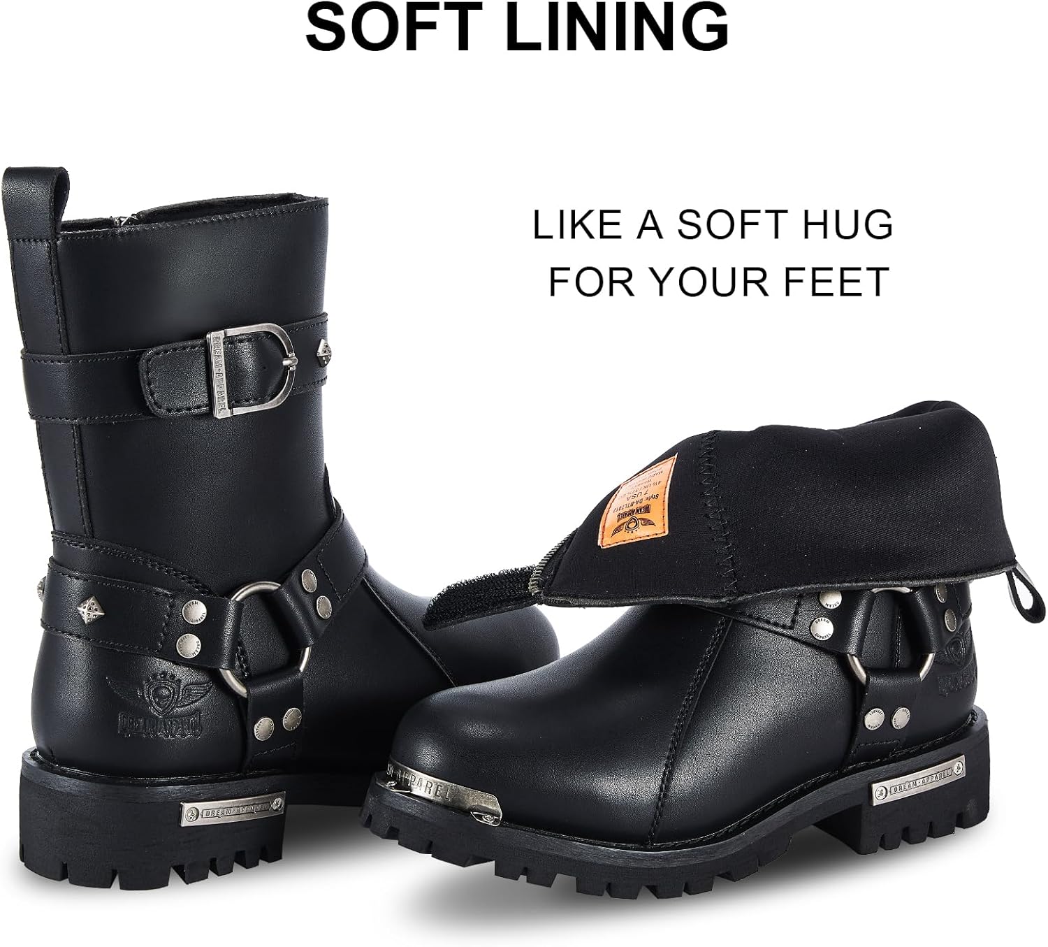 Women's Motorcycle Boots PU Leather Waterproof With Side Zipper For Motorbike Riding Work Outdoor