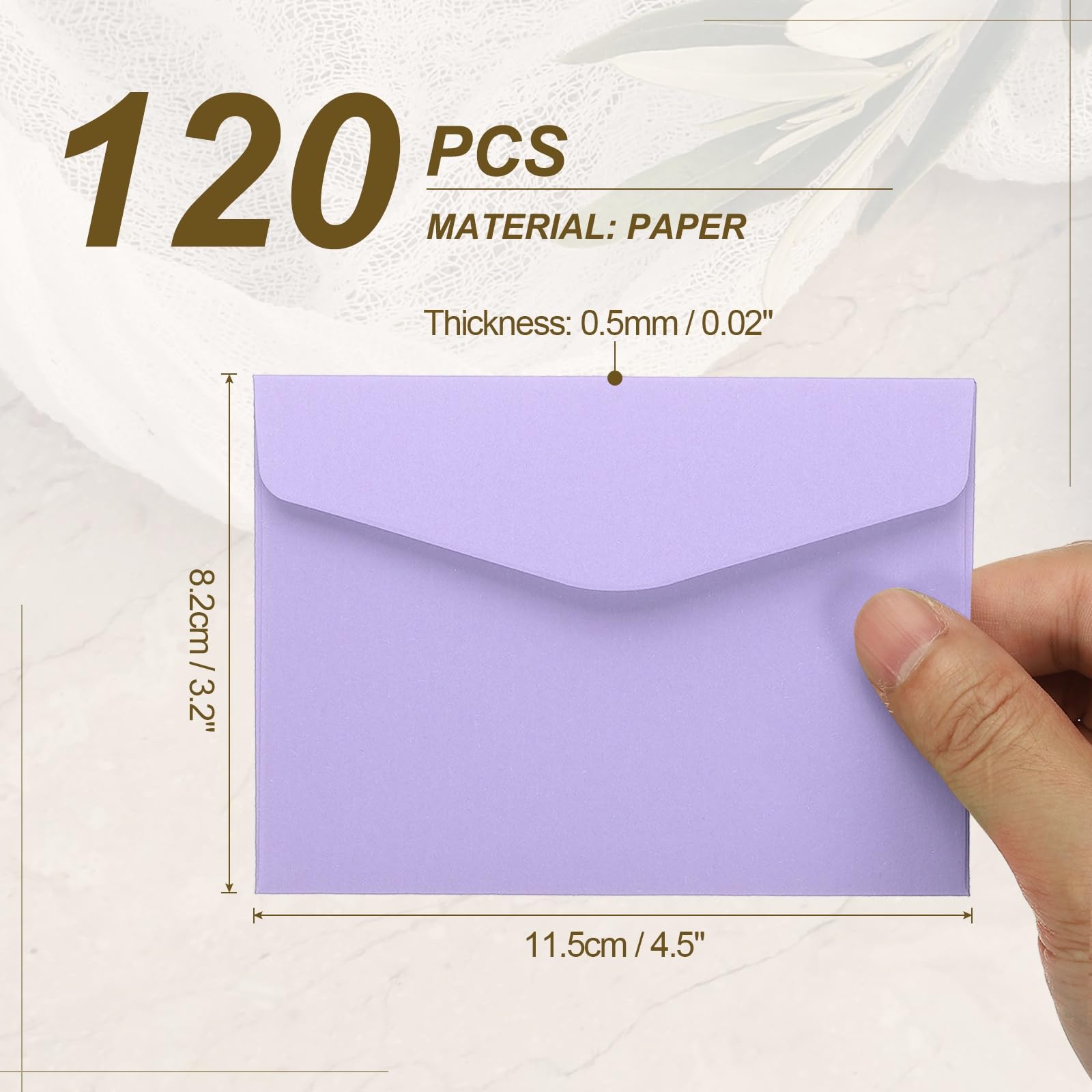 PATIKIL 120Pcs Gift Cards Envelopes, 110GSM Paper Colored Mini Envelopes Small Card Holder for Business Mailing Invitations Greeting Weddings Party, Light Purple, 4.5 x 3.2 Inches - Image 2
