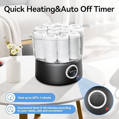 Miniatura 4 de Mini calentador de toallas calientes para spa, vaporizador de toallas de calentamiento rápido para tratamientos faciales, calentador de toallas