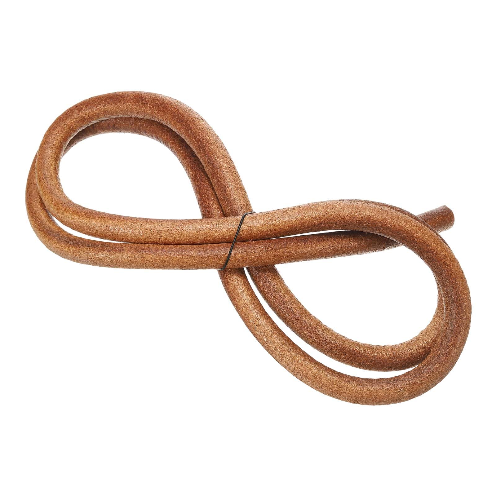 PATIKIL Round Braided Leather Cord, 10mm Round Braided Leather Cord Rope Folded for Crafts Jewelry Making Necklace Bracelets, Brown(1 Yards)