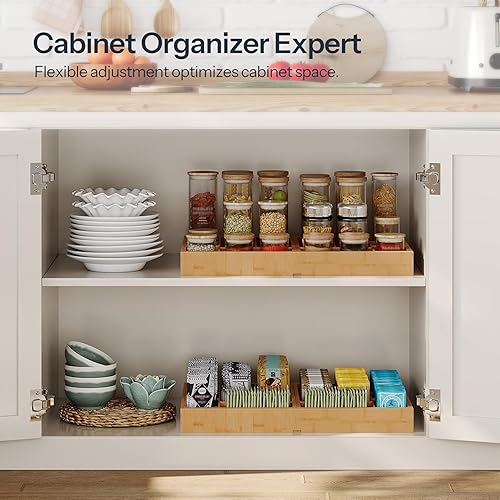 Miniatura 5 de HO0BRO - Organizador grande de cubiertos de cocina, organizador de utensilios expandible con conexión magnética de 22 a 35 pulgadas, bandeja de