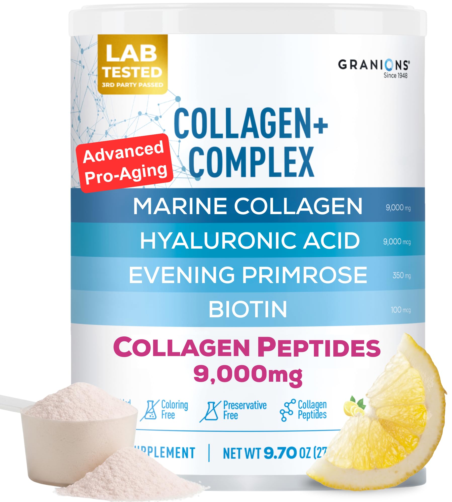 Marine Collagen Powder Supplement - Type I Hydrolyzed Marine Collagen Peptides, Protein, Biotin, Hyaluronic Acid, Vitamin C, Vital Antioxidants - Skin Supplements for Women - Pomegranate, 9.7oz — Amazon image 13