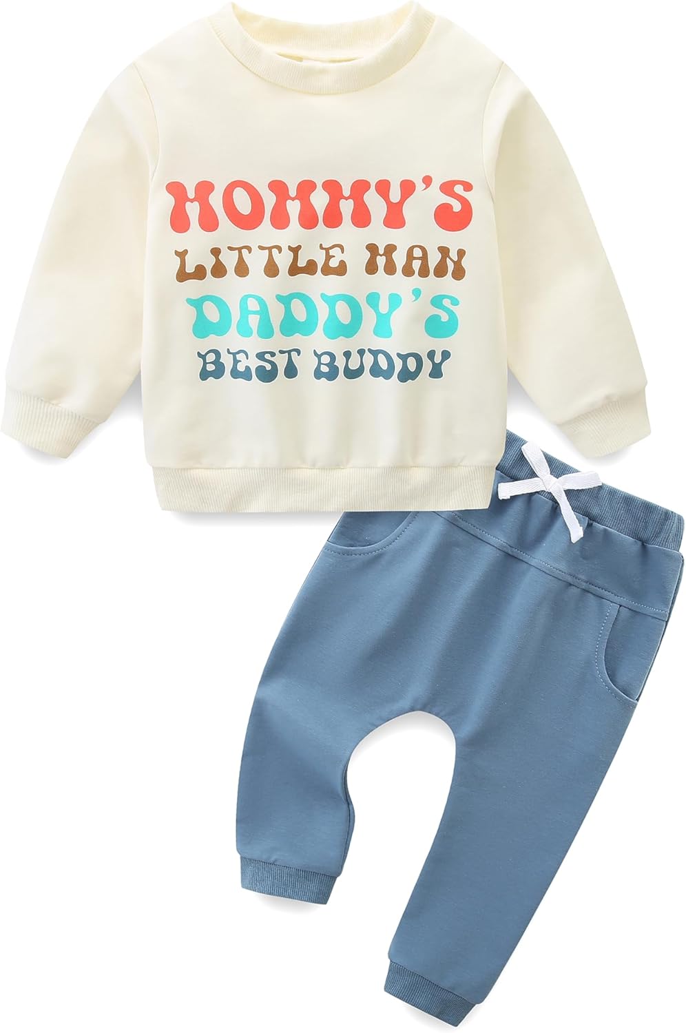 CIZENOFURS Baby Boy Clothes Fall Winter Long Sleeve Sweatshirt with Pants Set Toddler Cute Letter Print Outfits