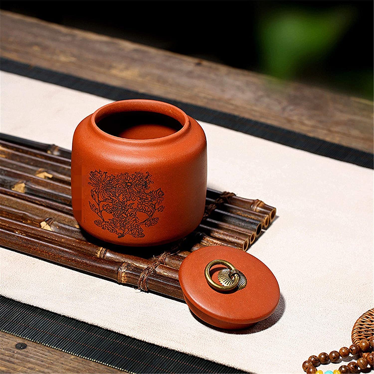 ceramiczny słoik na herbatę, Ceramiczny słoik na herbatę, pojemniki słoiki, pojemnik do przechowywania żywności w kuchni, fioletowy gliniany Orchidea mały kreatywny(Oranje)