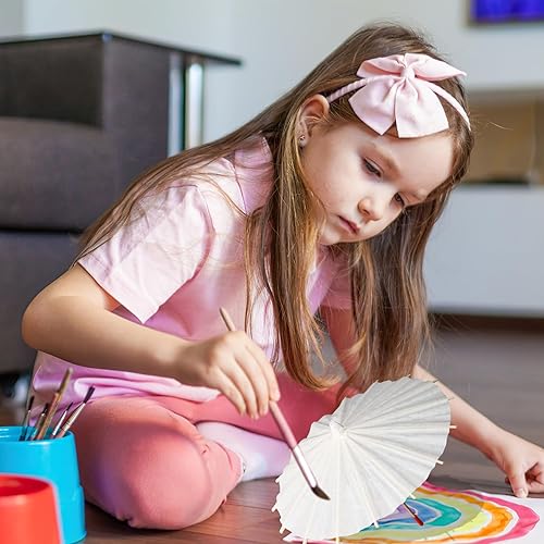 Miniatura 6 de Sombrilla mini paraguas de muñeca, sombrilla de papel blanco en blanco, paraguas para manualidades, paraguas para bebidas, cócteles, decoración de