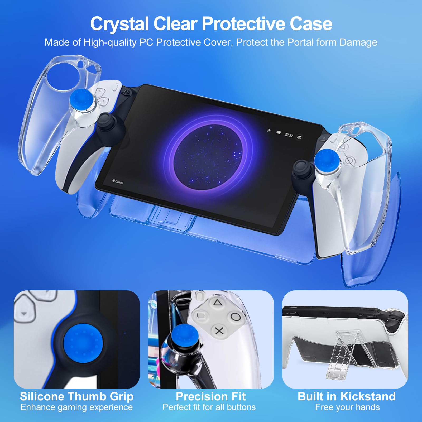 Étui de Protection pour Playstation Portal, iulrtba Housse de Transport Rigide pour PS5 Portal, Housse de Protection avec Kickstand pour PS5 Portal Accessoires, 2 Verre Trempé, 4 Capuchon de Joystick